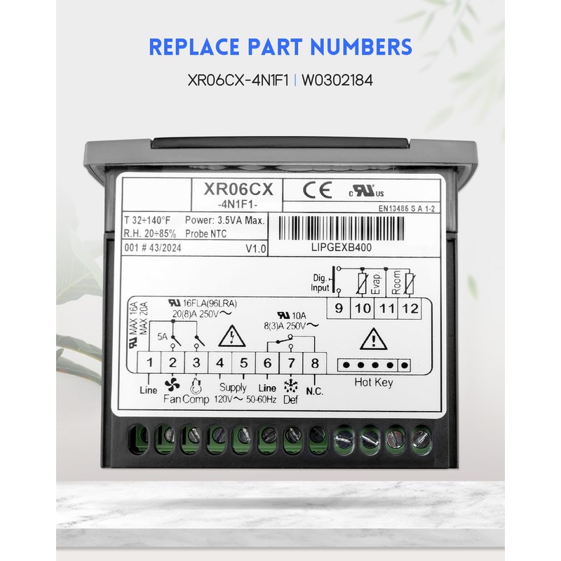 Fit for Dixell XR06CX-4N1F1 Temperature Controller with Temperature Sensing Probe，Digital