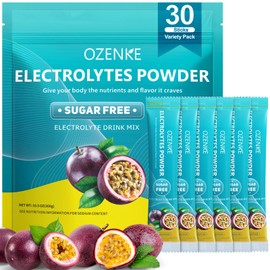 OZENKE Electrolytes Powder Packets, 30 Sticks Hydration Packets Sugar Free, Electrolyte Drink Mix Portable Electrolyte Packets for Rapid Hydration, 0 Sugar & 0 Calorie, Passion Fruit Flavor