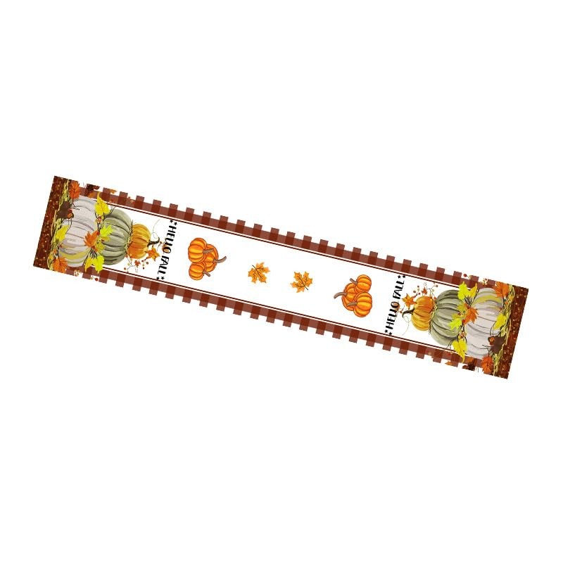 Thanksgiving Pumpkin Maple Leaves Buffalo Plaid Fall Table Runner,Seasonal Autumn