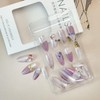 24Pcs Purple Flower Press on Nails Medium Almond Fake Nails