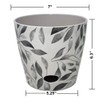 7 Inch Self-Watering Bamboo Planter (Gray Leaves)