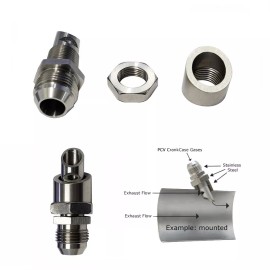 Universal SS Exhaust  Vacuum Scavenger Crank Case Vent CCV Kit Catch Can Vent