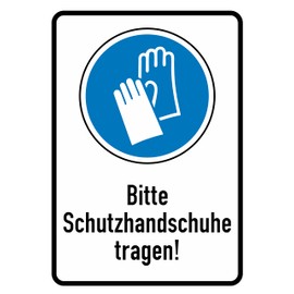 Daged Please Wear Protective Gloves Sticker 23 x 16 cm Safety Sign Sticker T-125