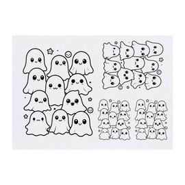 4 x 'Cute Ghosts' Temporary Tattoos - Water Resistant, Skin-Safe, Non-Toxic Transfers, Mixed Sizes (TO00078234)