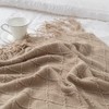 battilo Knit - Manta Decorativa con patrón de Diamante, Beige,