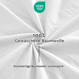 TOCOMOA Cushion Cover 40 x 80 cm Set of 2 – 100% Washed Cotton Cushion Covers, Linen Look and Breathable Cushion Cover, White Pillow Case with Zip