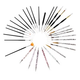 PACKOVE 31-Piece Professional Nail Brush Set Dotting Tools Silicone Pens and Nail Art Supplies for Manicure and Pedicure