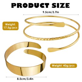 2 Piece Bracelet Rings Geometric Bangle Metal Twisted Bangle Open Adjustable Arm Rings Sleeve Fastening Rings Cuff Bracelet Set