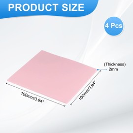 PATIKIL Thermal Pads 100x100x2mm, 4 Pack Silicone Cooling Thermal Pad for CPU GPU IC PCIe M.2 2280 SSD NVMe Heatsink, Pink