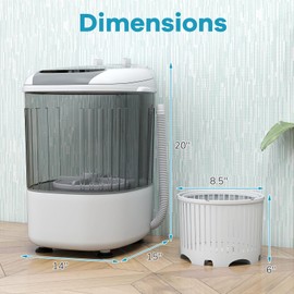 Giantex Portable Mini Washing Machine, 5.5 lbs Capacity Small Compact Laundry Washer with Spin Tub & Drain Hose, Semi-automatic Washer Machine for Apartment Dorms RV Home (Grey)