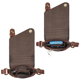 ROYALZ 'Louisiana' Leather Shoulder Bag Small for Men Leather Bag Mini Side Pocket Vintage Look Bag for Hanging, Colour: Ohio Brown