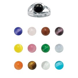 Sterling Silver Multi-color Genuine Agate and Simulated Cat's Eyes 14-Pc. Interchangeable Ring Set Size 7
