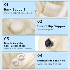 Inflatable Baby Bathtub, Infant Children's Bath with Air Pump, Travel Portable Bath for Shower Children, Foldable Non-Slip Shower Tray