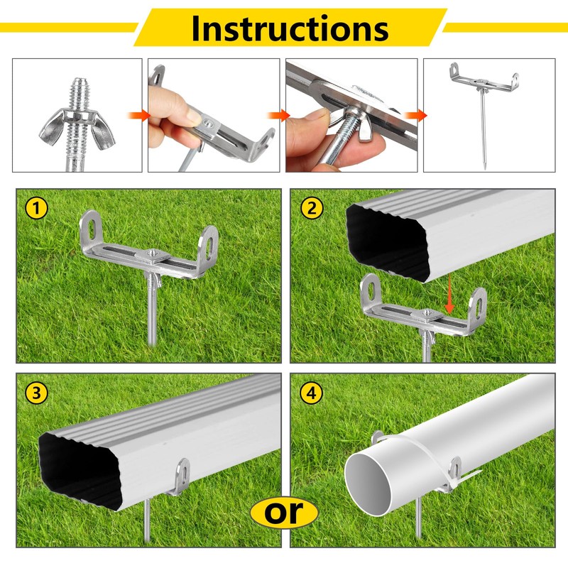 2 Pack Rainwater Downspout Bracket Downspout Adapters Heavy Duty Galvanized