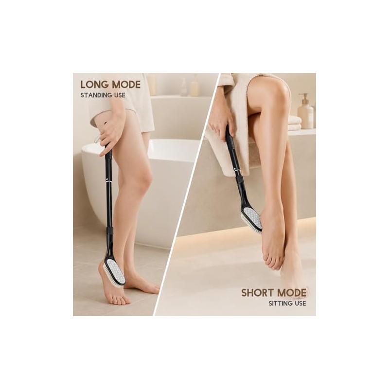 Cepillo Pies Mango Largo Ducha Extensible Lima Doble Cara Limpiador