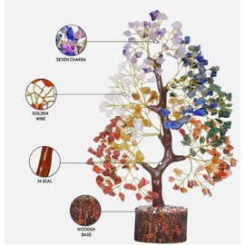 PurEarth Seven Chakra Healing Crystal Tree of Life Handmade Crystal Tree