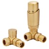 Brushed Brass Thermostatic Radiator Valve Angled TRV Corner Radiator Thermostat