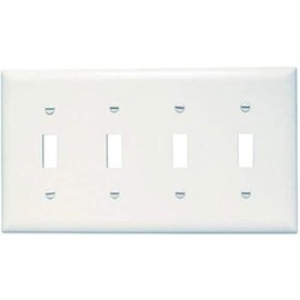 Legrand Pass & Seymour SP4WU Plastic Wall Plate, 4 Gang, Four Toggle Switches, White (1 Count)