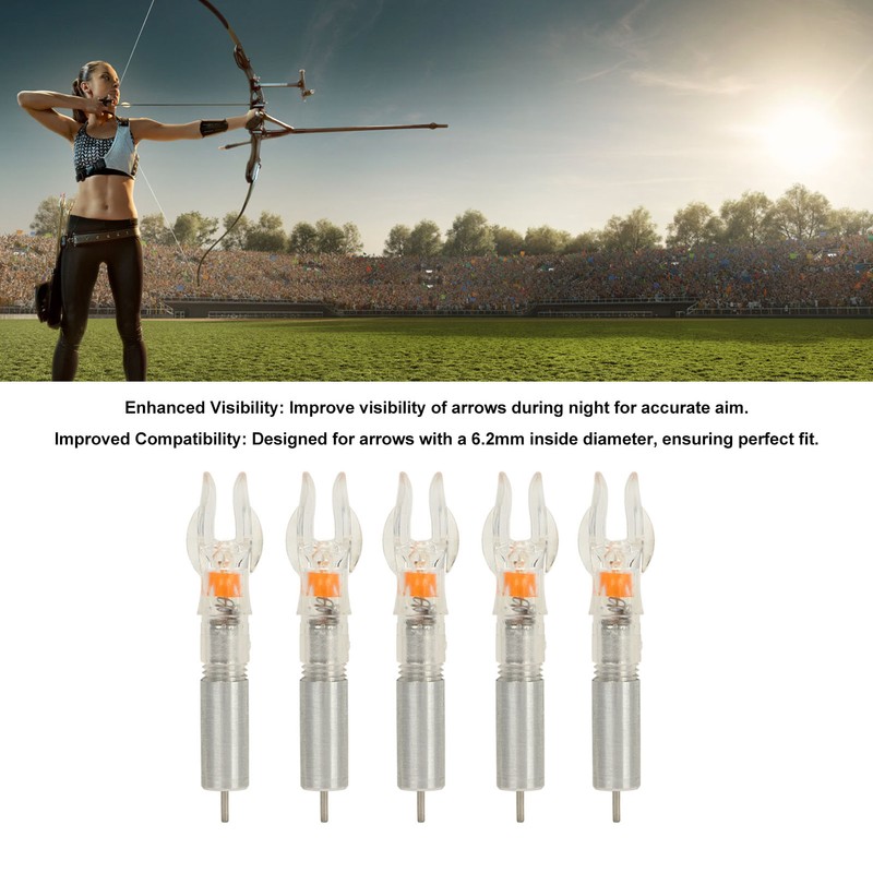 5PCS LED Lighted Nocks Plastic Shell Easy Installation for 6.2mm