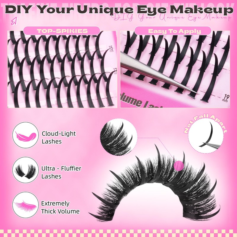 200D Lash Clusters with Spikes Thick Eyelash Clusters Volume Cluster