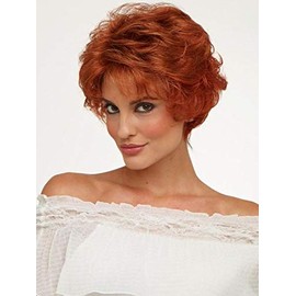 Envy Wigs Bryn Wig Color CHOCOLATE CHERRY 4" Short Classic Curly Nape Neck Synthetic Capless Stretch Open Cap Womens Lightweight Bundle MaxWigs Hairloss Booklet