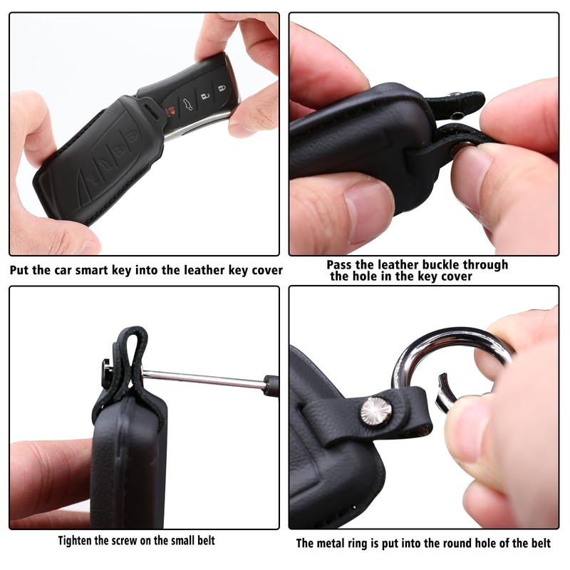 Jinmanyuan Compatible with Lexus Key Fob Cover Leather with Keychain