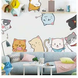BuerHomie Nursery Decor, Lovely Cats Kittens Kitties Wall Stickers for Children, Nursery Wall Art for Baby's, Girl's, Boy's and Kid's Bedroom