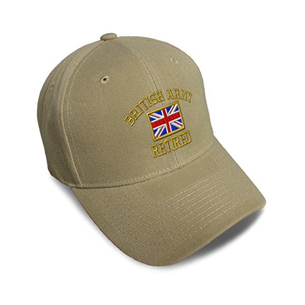 Speedy Pros Baseball Cap British Army Retired Flag Embroidery Acrylic Dad Hats for Men & Women Strap Closure Khaki