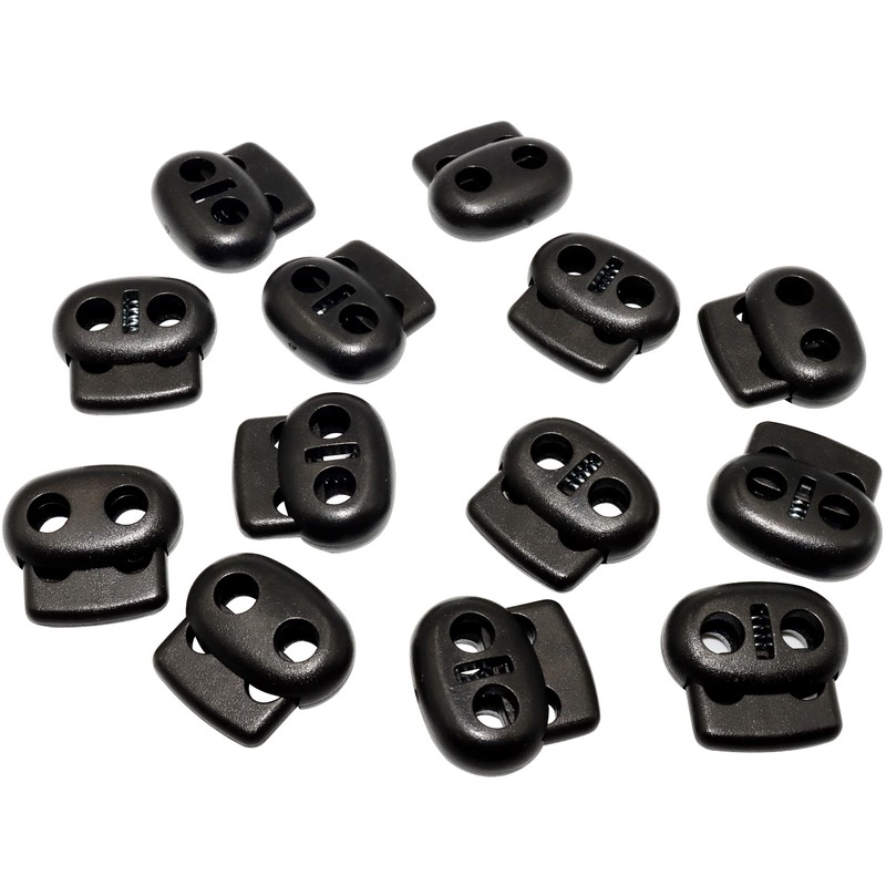 Plastic Cord Locks Double Hole Spring Stopper,Suit for Drawstrings,Bags,Shoelaces,Clothing (10)