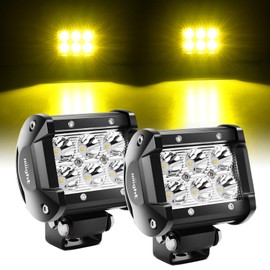 Nilight 4 Inch LED Light Pods Yellow Spot Beam Driving Fog Lights 2PCS 18W Off Road Lights Work Light Bar for Truck ATV UTV RV Pick-up Van Boat Tractor