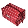 Elegant 4 Piece Cosmetic Bag Set Red Clear Box Checked