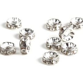 Kyozudou Rondel Rondelle 10mm Silver Flat Type 100pcs (Stainless Steel)