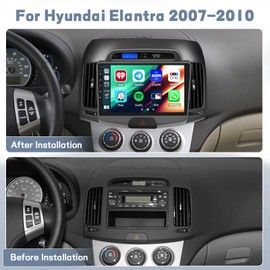 [8-Core 4+64G] Hikity Qualcomm Chip Android 15 Car Stereo for Hyundai Elantra 2007-2010, 9 inch IPS Touchscreen Radio with Wireless Carplay, Android Auto, WiFi, GPS Navigation, DSP + Backup Camera