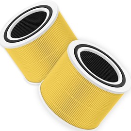 GANGXUN Core 300 Air Purifier Replacement Filter - 3-Layer Design, Enhanced Carbon Layer, Core300-RF True HEPA, Activated Carbon System (Yellow, 2pack)