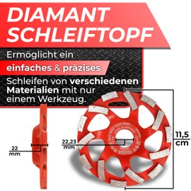 Woltersberger® Diamond Cup Wheel 115 mm x 22.23 mm Sanding Disc for Sanding Work with Concrete and Hard Building Materials Granite Natural Stone Screed Plaster Marble