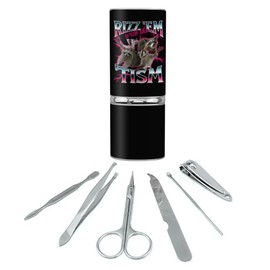 GRAPHICS & MORE Rizz Em With the Tism Raccoon Stainless Steel Manicure Pedicure Grooming Beauty Care Travel Kit