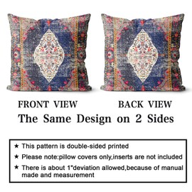 Fjdcslwx Boho Throw Pillow Covers 20x20 inch Set of 2,Soft Pillowcases Monaco Rug Persian Carpet Pattern Decorative Sofa Living Room Bed Square Pillow Case Cushion Cove-Multicolour