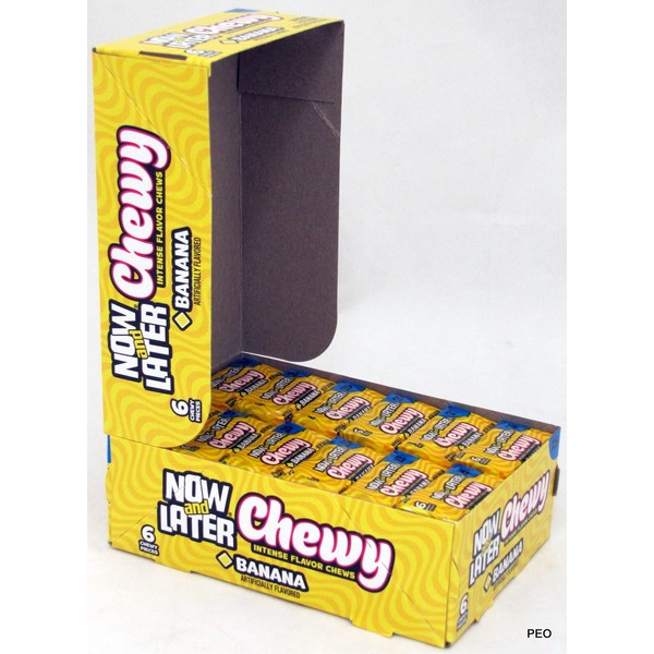 Now and Later Chewy Banana Candy 24 Count Box 6-piece bars Bulk Candies Chews