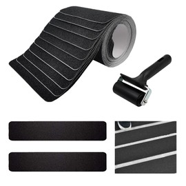 BangBoom 15 Pack Outdoor Non Slip Stair Treads, 24" x 4" Pre-Cut Anti Slip Tape Strips with Roller, Weather Resistant Grip Tape for Steps Wooden Indoor Staircase Floor Ram (10m)