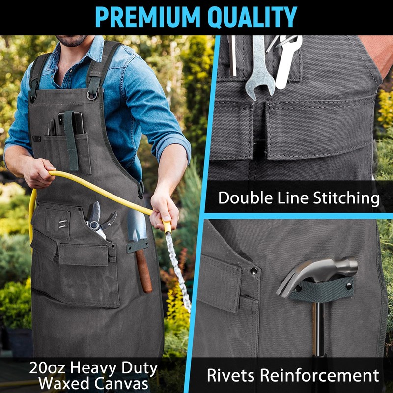 Woodworking Apron for Men, Shop Apron 20 oz Canvas Work
