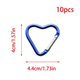 YUYUDEHM 10 PCS Heart Shape Keychain, Aluminum Alloy Snap Clip, Heart Carabiner for Dog Leash