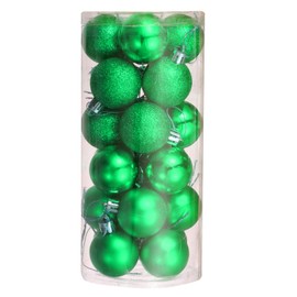 sourcing map 24Pcs 1.5" Christmas Balls Ornaments Set Shatterproof Christmas Tree Decorations Hanging Balls for Christmas Tree Holiday Decoration (Green)
