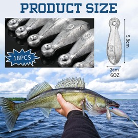 Glimin 18 Pcs Bank Sinker Fishing Sinkers Weights Bank Weights for Ocean Saltwater Freshwater Surf Bass Catfish Fishing Casting Gear Tackle(6 oz)