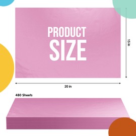 Pink Tissue Paper for Gift Bags - 15" X 20" Bulk Tissue Paper Pink 480 Sheets - 10lb Newsprint for Packing, Birthday Gift Box Filler, Packing Supplies for Moving Supplies Crown Display