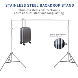 GSKAIWEN 8.5 * 10 FT Stainless Steel Backdrop Stand,Photo Video Adjustable Background Support System Stand Kit with Carry Bag for Parties,Wedding,Photography Studio