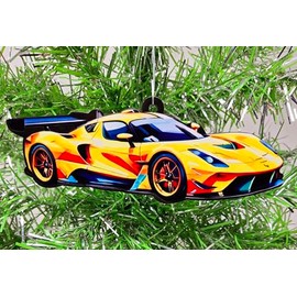 Yellow Sports Car Ornament Racing