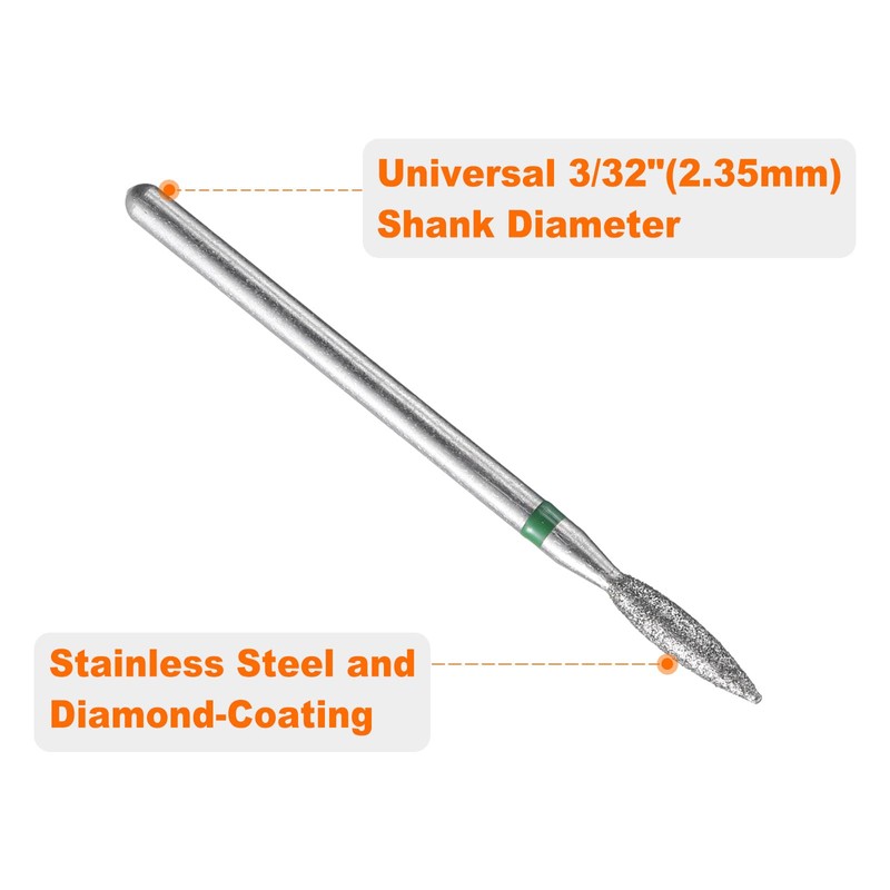 HARFINGTON 10pcs 100-120 Grits Diamond Grinding Bit 2.5mm Oval Head