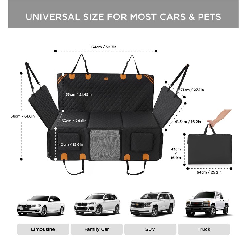 Made4Pets Dog Car Seat Cover for Back Seat - Back