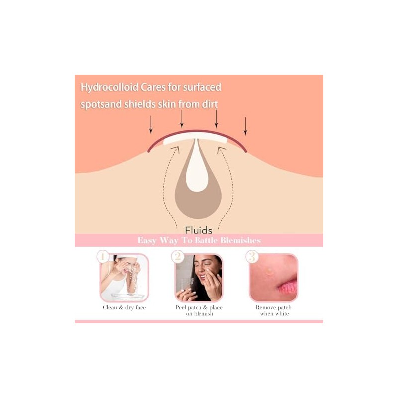 OUKEYA Parches Hidrocoloides Faciales para Imperfecciones, 36 Piezas