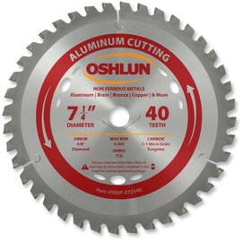 Oshlun SBNF-072540 7-1/4-Inch 40 Tooth TCG Saw Blade with 5/8-Inch Arbor (Diamond Knockout) for Aluminum and Non Ferrous Metals